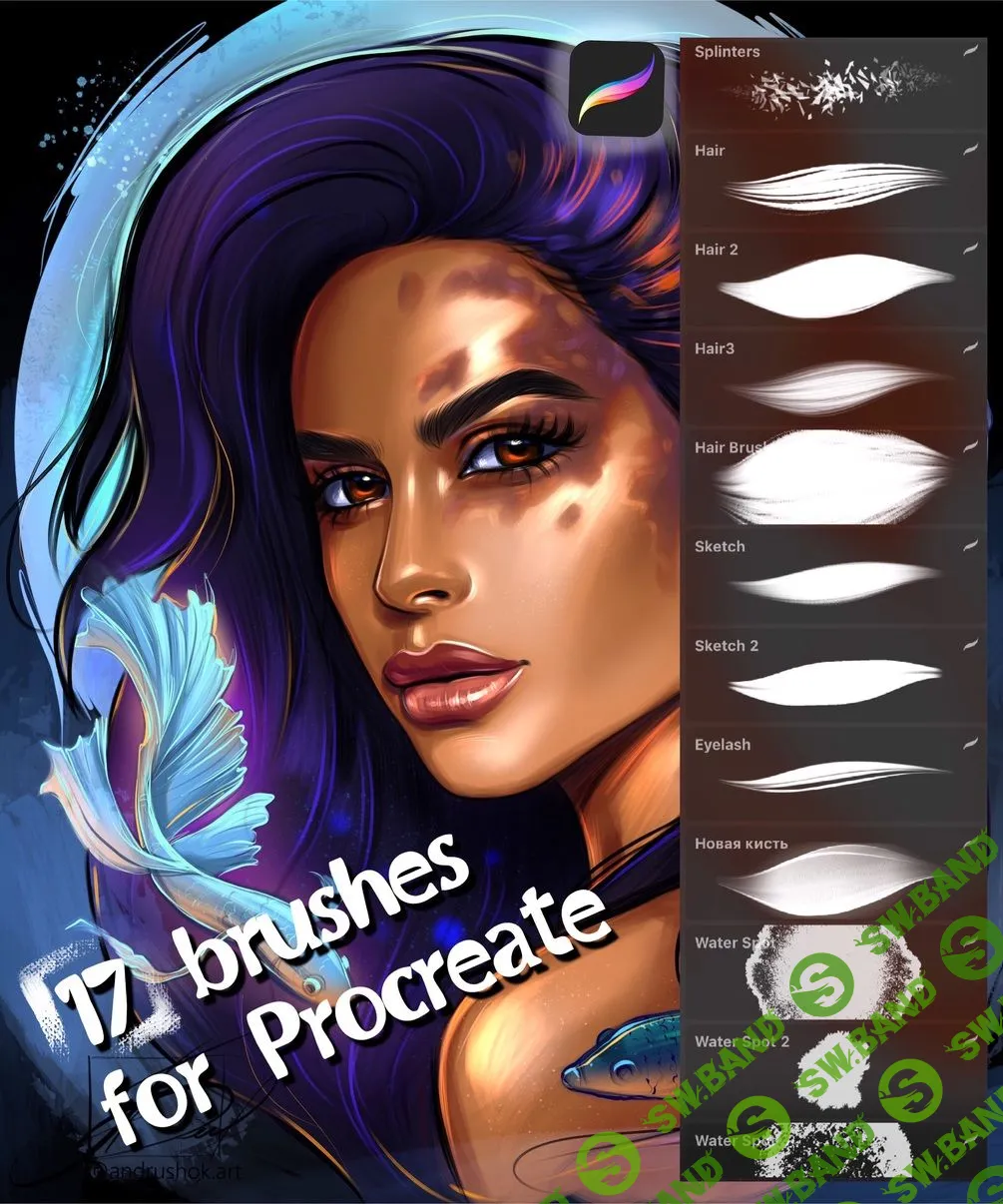 [andrushok_art] 17 кистей для мультяшного стиля для приложения Procreate
