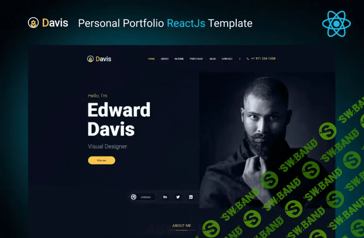 Бесплатный шаблон сайта для персонального портфолио | Шаблон ReactJS