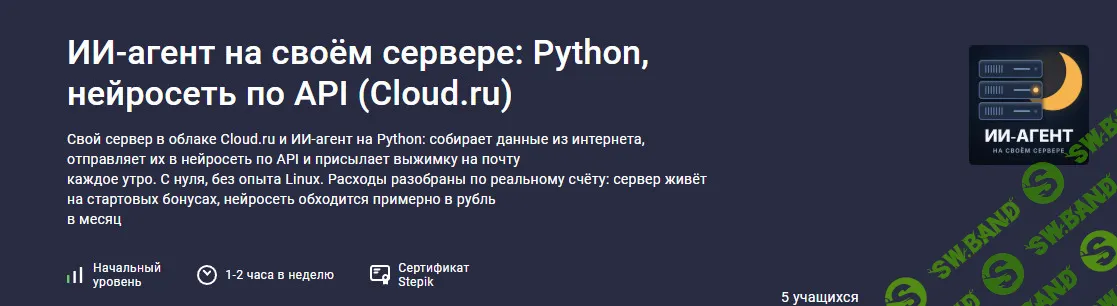 ИИ-агент на своём сервере: Python, нейросеть по API (Cloud.ru) [Stepik] [Максим Мигутин]