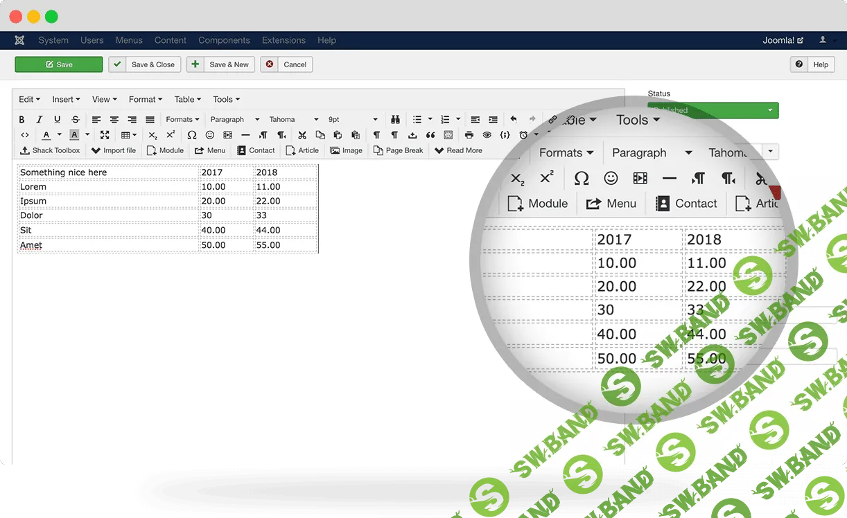 [joomlashack] Shack Spreadsheets Pro v1.1.0 - электронные таблицы Joomla