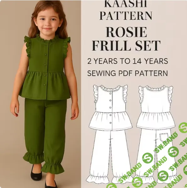 [KaashiPattern] Выкройка топа с рюшами и широких брюк для девочек (2 - 14 лет) (2026)