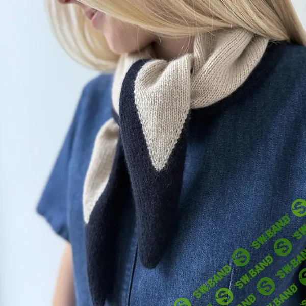 [Norgardknitters] Кашемировый шарф с контрастными кромками My Duo Scarf, вязаный спицами от угла (2026)