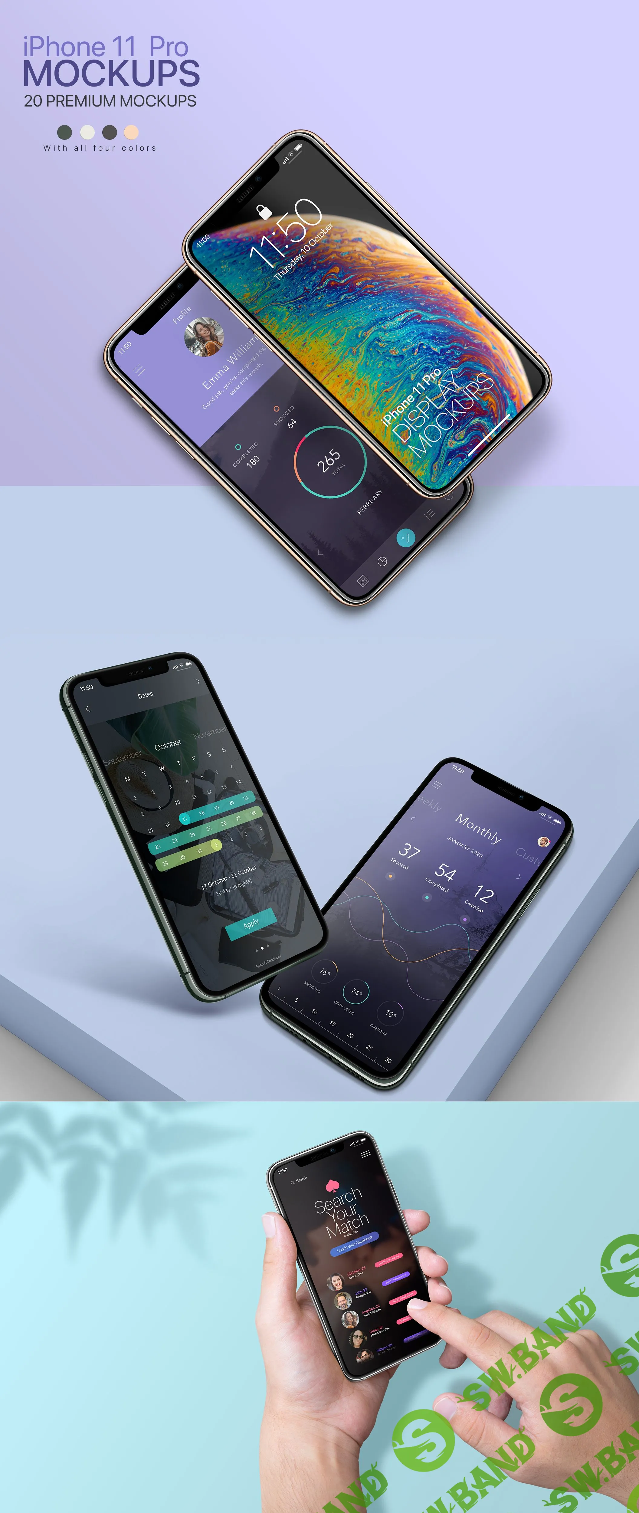 [Pixpine Mockups - UI8.net] 20 Mockups of iPhone 11 Pro