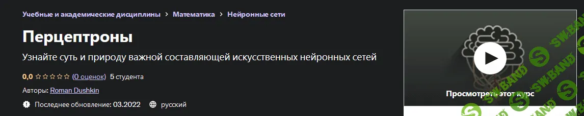 [Roman Dushkin] [Udemy] Перцептроны (2022)